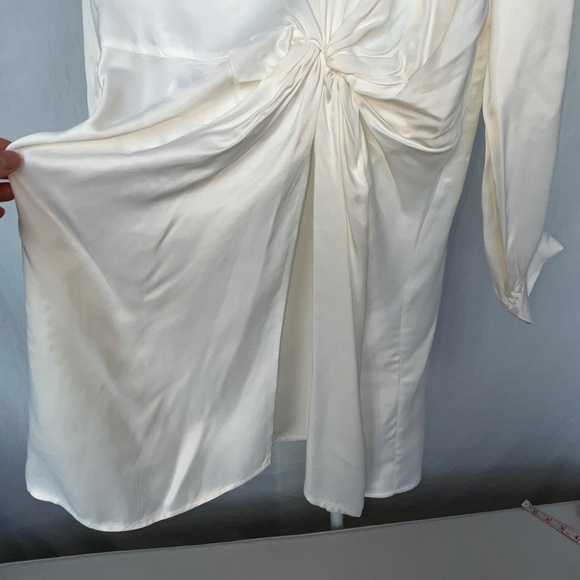 Zara ivory white (S) high-neck, long-sleeve, silky satin tunic, BNWOT. - Picture 2 of 15